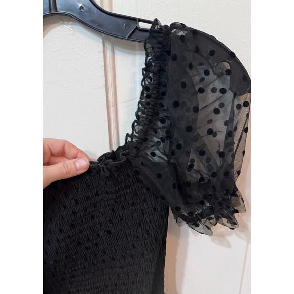 NWT Rebecca Vallance Black Sheer Tulle Belted Bodysuit Midi Tiffani Dress Size 8 - Picture 13 of 16